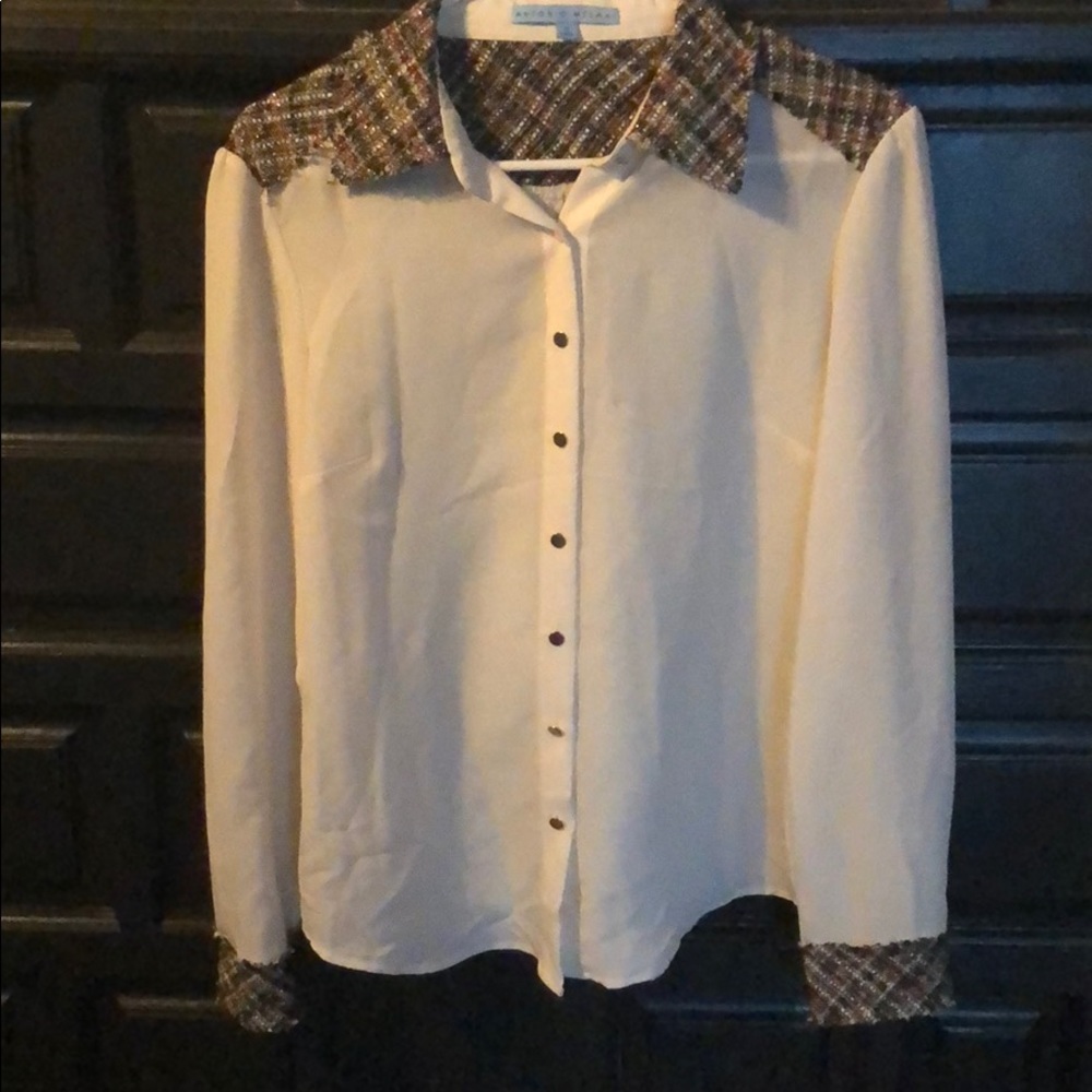 Antonio Melani Blouse, White and Tweed in Size 0
